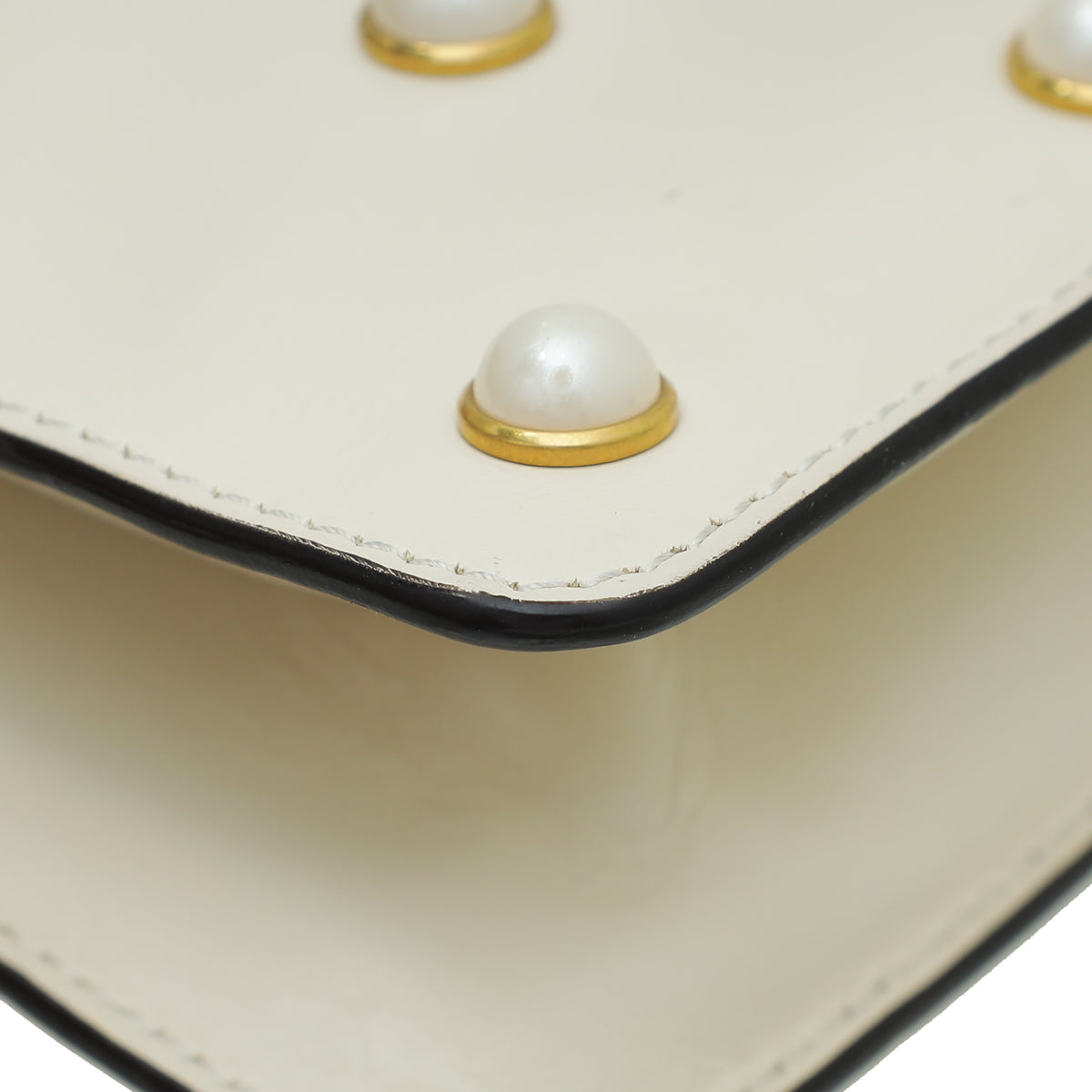 Gucci Cream Pearl Studded Mini Queen Margaret Broadway Shoulder Bag