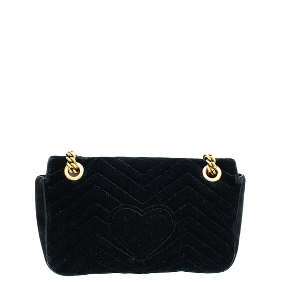 Gucci Black GG Marmont Velvet Small Shoulder Bag