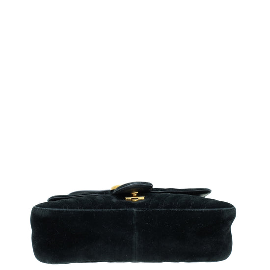 Gucci Black GG Marmont Velvet Small Shoulder Bag