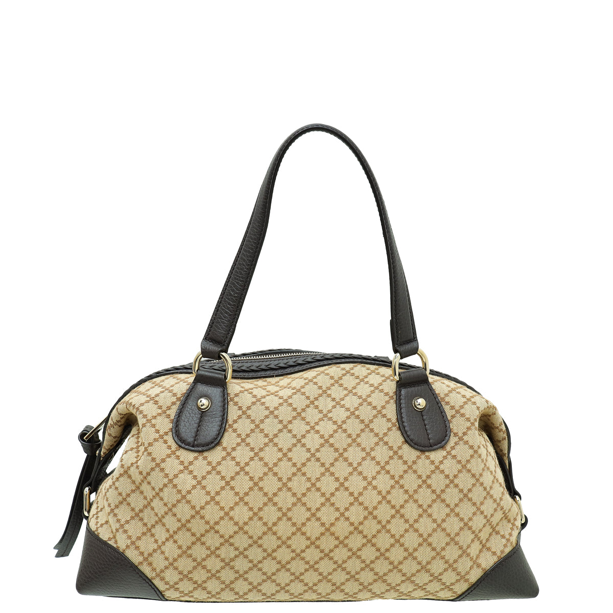 Gucci Brown Diamante Braided Satchel Bag