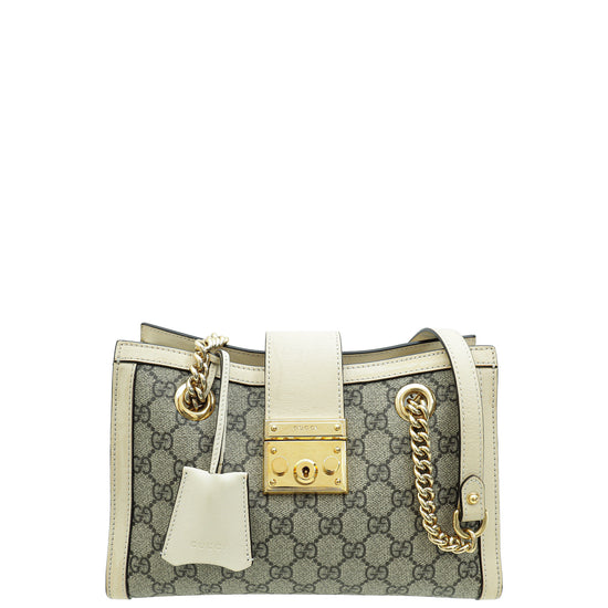 Gucci Bicolor GG Supreme Padlock Small Shoulder Bag