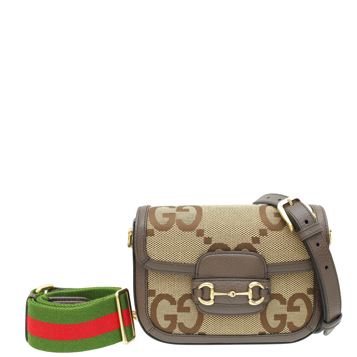 Gucci Ebony Jumbo GG Horsebit 1955 Mini Shoulder Bag-Gucci-THE CLOSET