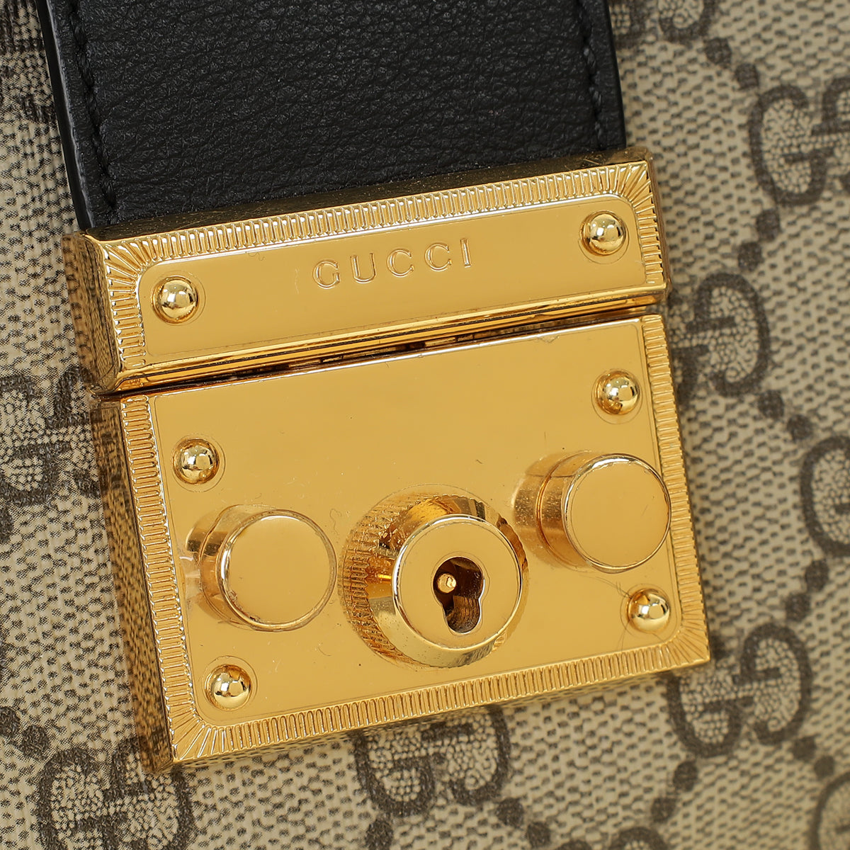 Gucci Bicolor GG Supreme Padlock Small Tote Bag