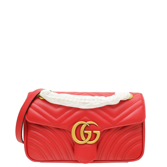 Gucci Red GG Marmont Small Shoulder Bag - Main Image