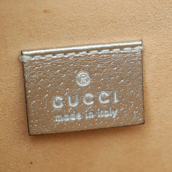 Gucci Metallic Silver Dionysus Leather Small Shoulder Bag