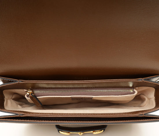 Gucci Ebony GG Supreme 1955 Horsebit Medium Shoulder Bag-Gucci-THE CLOSET