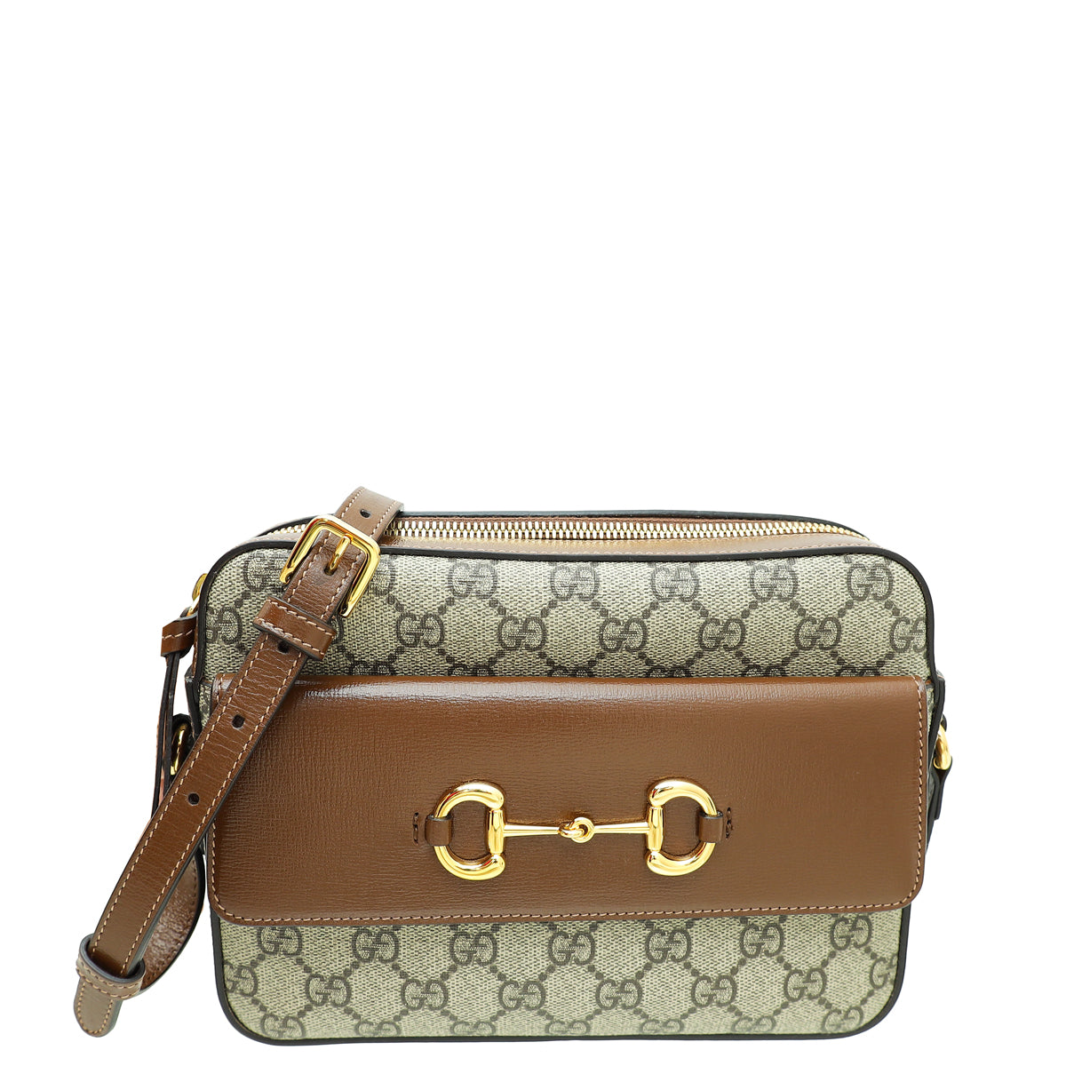 Gucci Bicolor GG Supreme Horsebit 1955 Small Shoulder Bag-Gucci-THE CLOSET