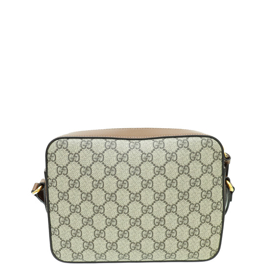 Gucci Bicolor GG Supreme Horsebit 1955 Small Shoulder Bag