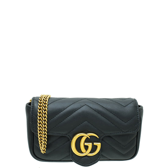 Gucci Black GG Marmont Super Mini Bag THE CLOSET