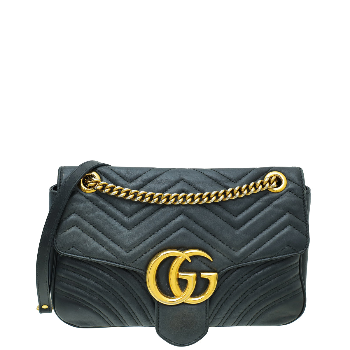 Gucci Black GG Marmont Matelasse Medium Shoulder Bag-Gucci-THE CLOSET