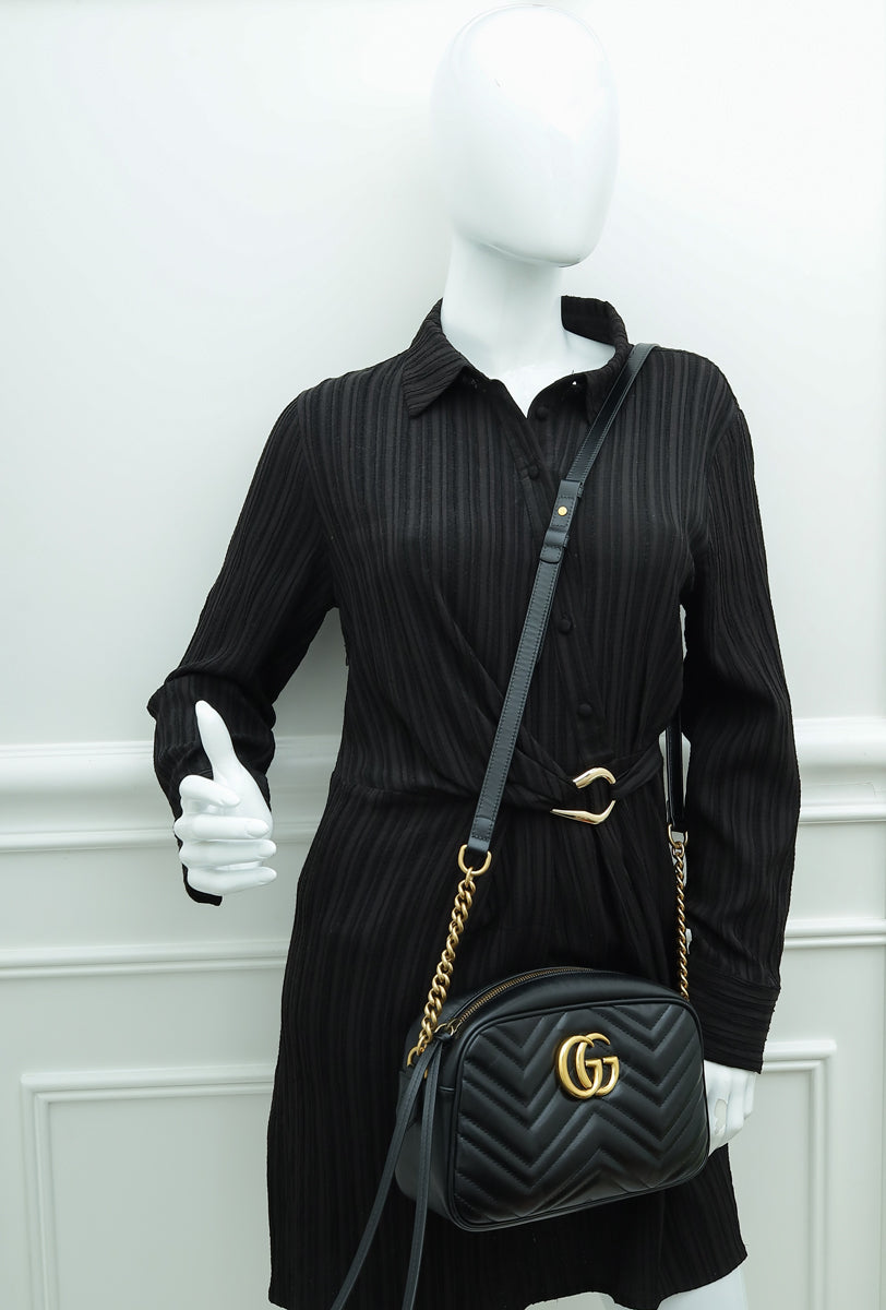 Gucci Black GG Marmont Camera Small Shoulder Bag