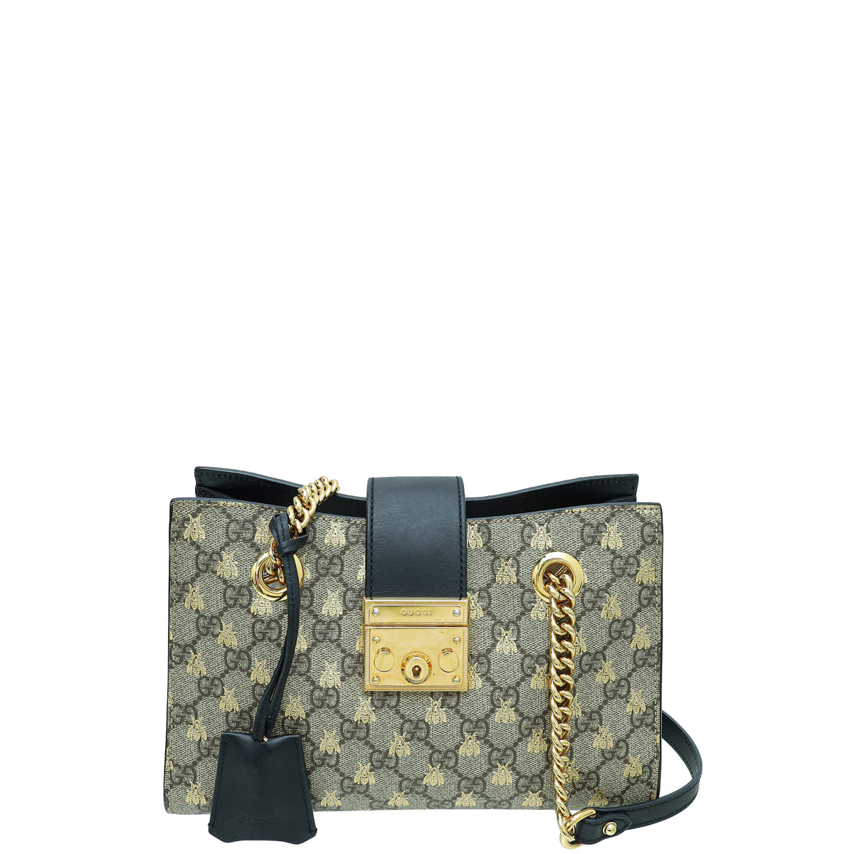 Gucci Bicolor GG Supreme Bee Print Padlock Small Bag-Gucci-THE CLOSET