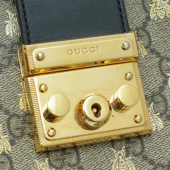 Gucci Bicolor GG Supreme Bee Print Padlock Small Bag
