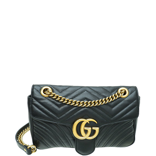 Gucci Black GG Marmont Matelasse Small Shoulder Bag