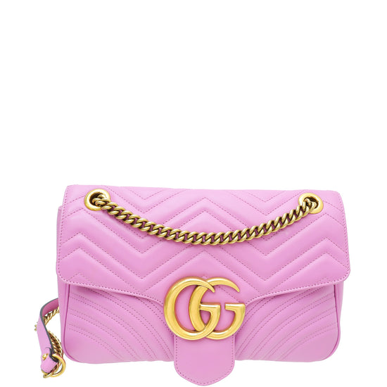 Gucci Pink GG Marmont Flap Medium Bag