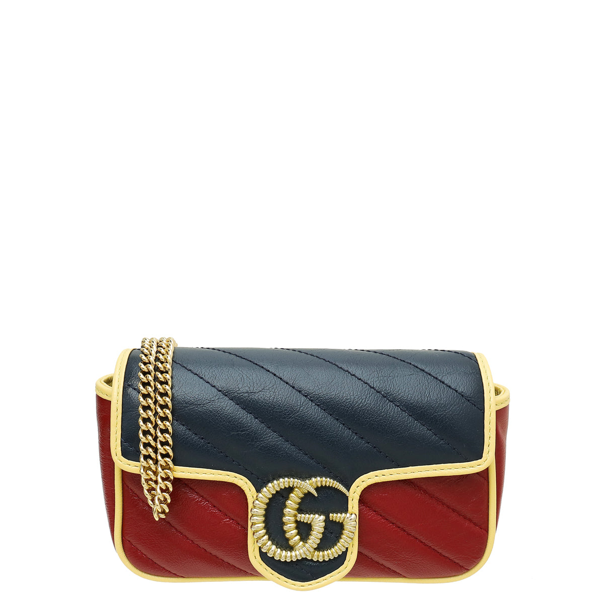 Gucci Bicolor GG Marmont Diagonal Striped Super Mini Bag-Gucci-THE CLOSET
