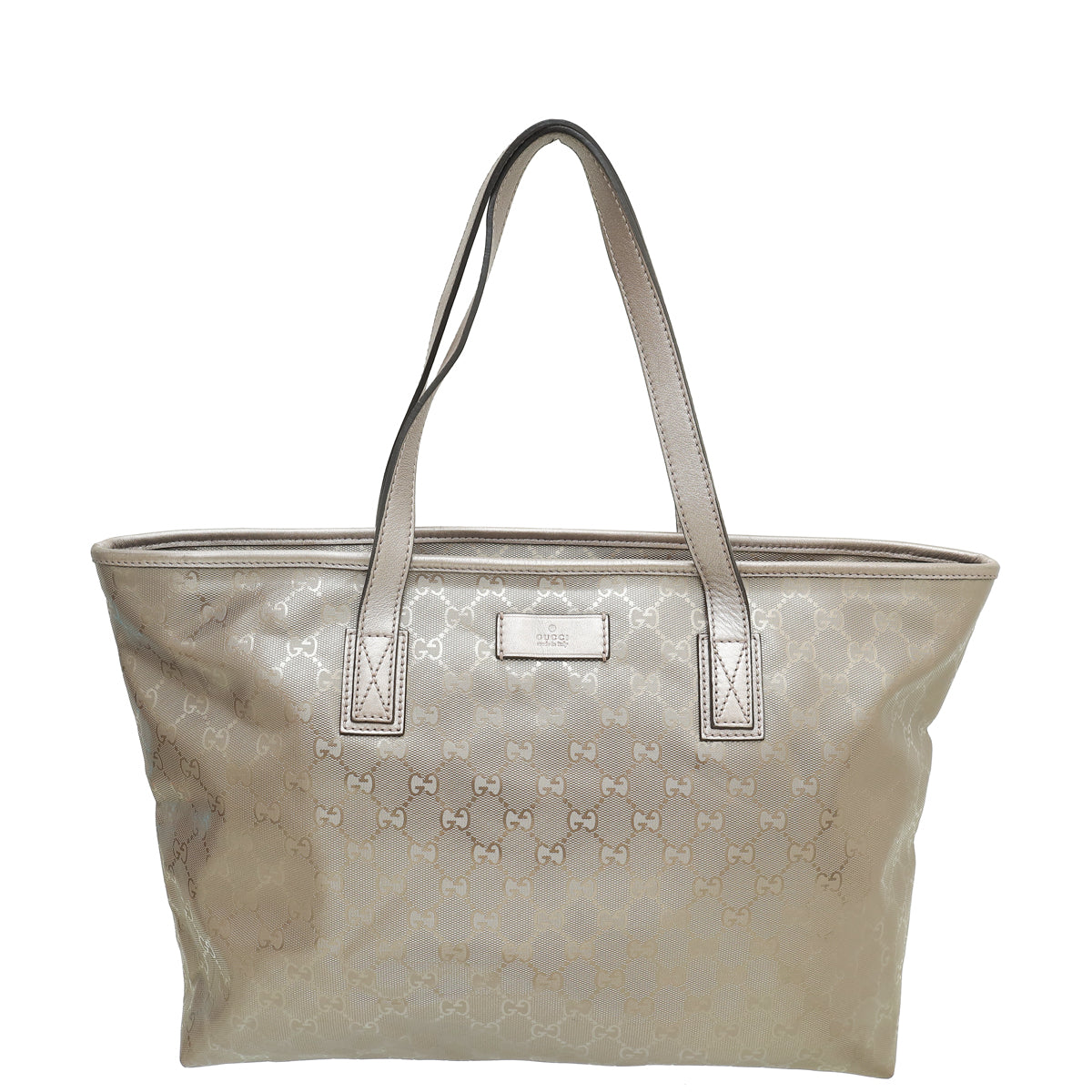 Gucci Metallic Pinkish Grey GG Imprime Medium Tote Bag-Gucci-THE CLOSET