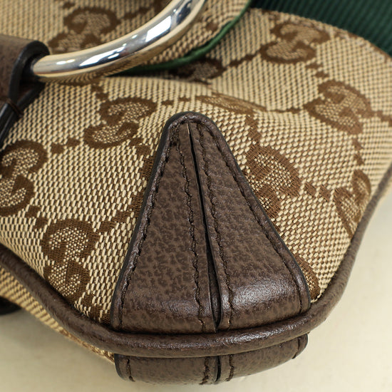 Gucci Bicolor GG Canvas Horsebit Chain Small Shoulder Bag