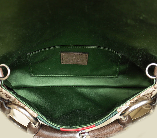 Gucci Bicolor GG Canvas Horsebit Chain Small Shoulder Bag