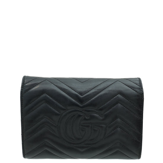 Gucci Black GG Marmont Wallet on Chain