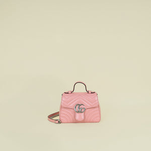 Gucci Pink GG Marmont Top Handle Chain Bag