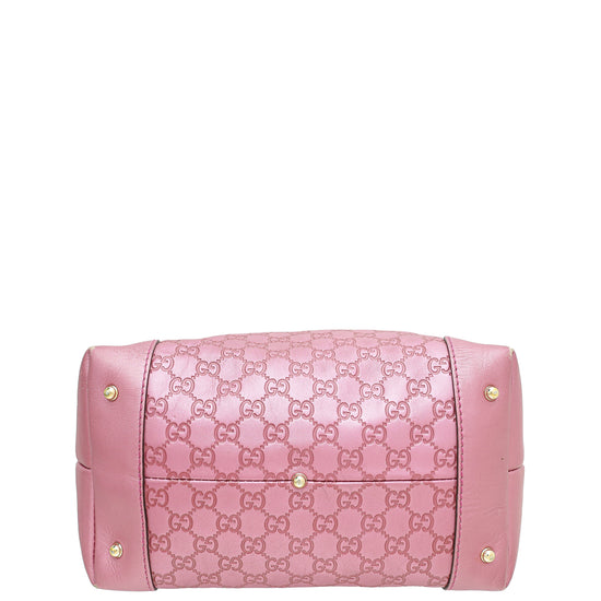 Gucci Metallic Pink Guccissima Heart-Bit Medium Hobo Bag