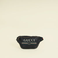 Gucci Black Logo Print Large Belt Bag