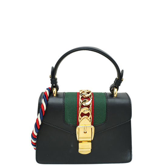 Gucci Black Sylvie Top Handle Flap Mini Bag