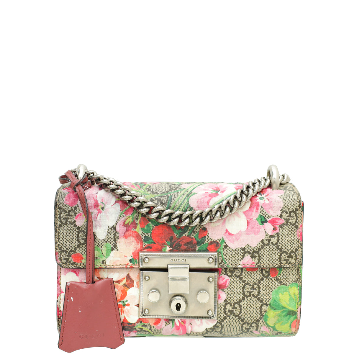 Gucci Multicolor GG Supreme Blooms Print Padlock Small Chain Bag-Gucci-THE CLOSET