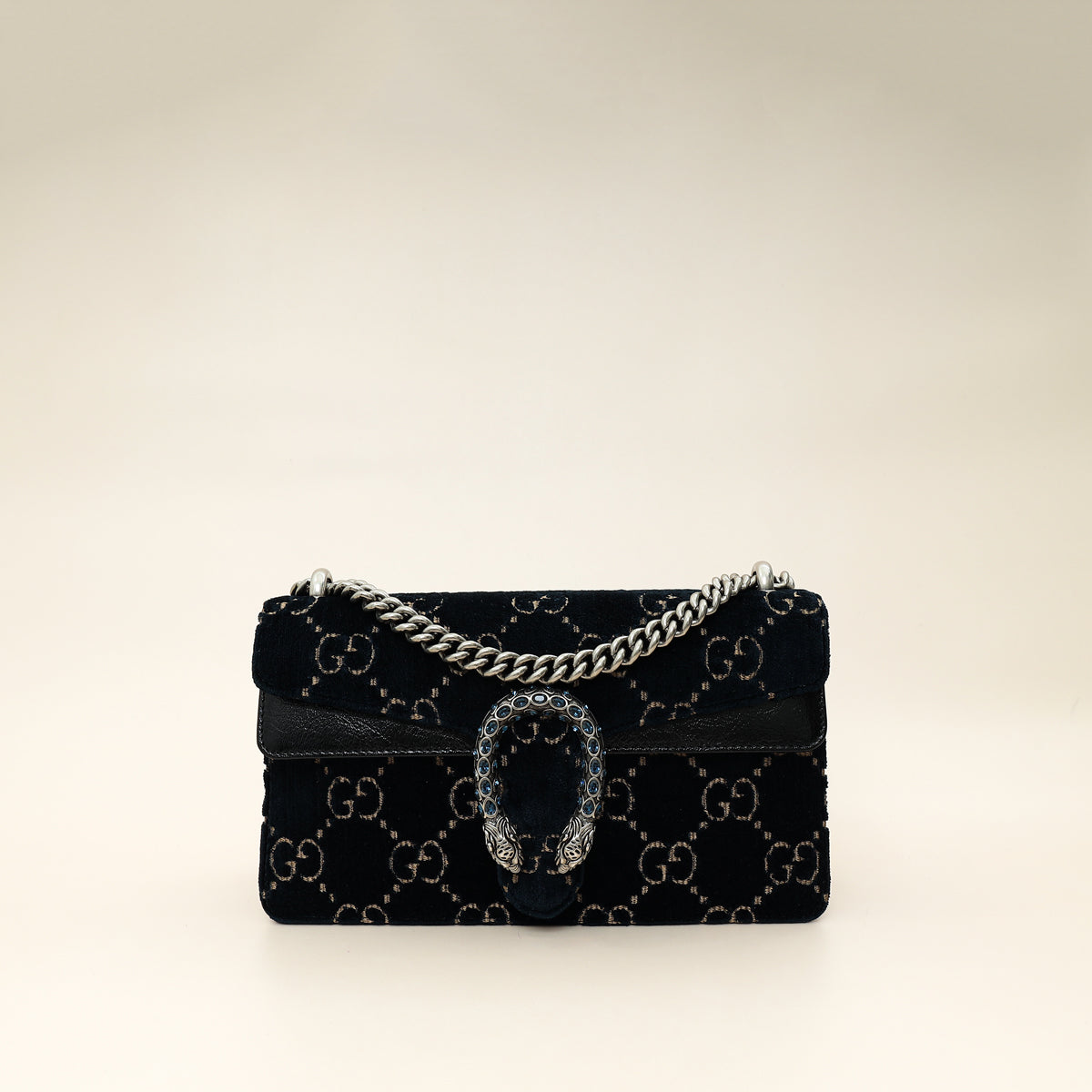 Gucci Navy Blue GG Velvet Dionysus Small Shoulder Bag-Gucci-THE CLOSET