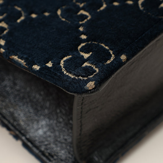 Gucci Navy Blue GG Velvet Dionysus Small Shoulder Bag-Gucci-THE CLOSET