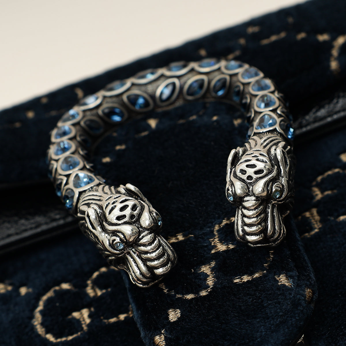 Gucci Navy Blue GG Velvet Dionysus Small Shoulder Bag-Gucci-THE CLOSET