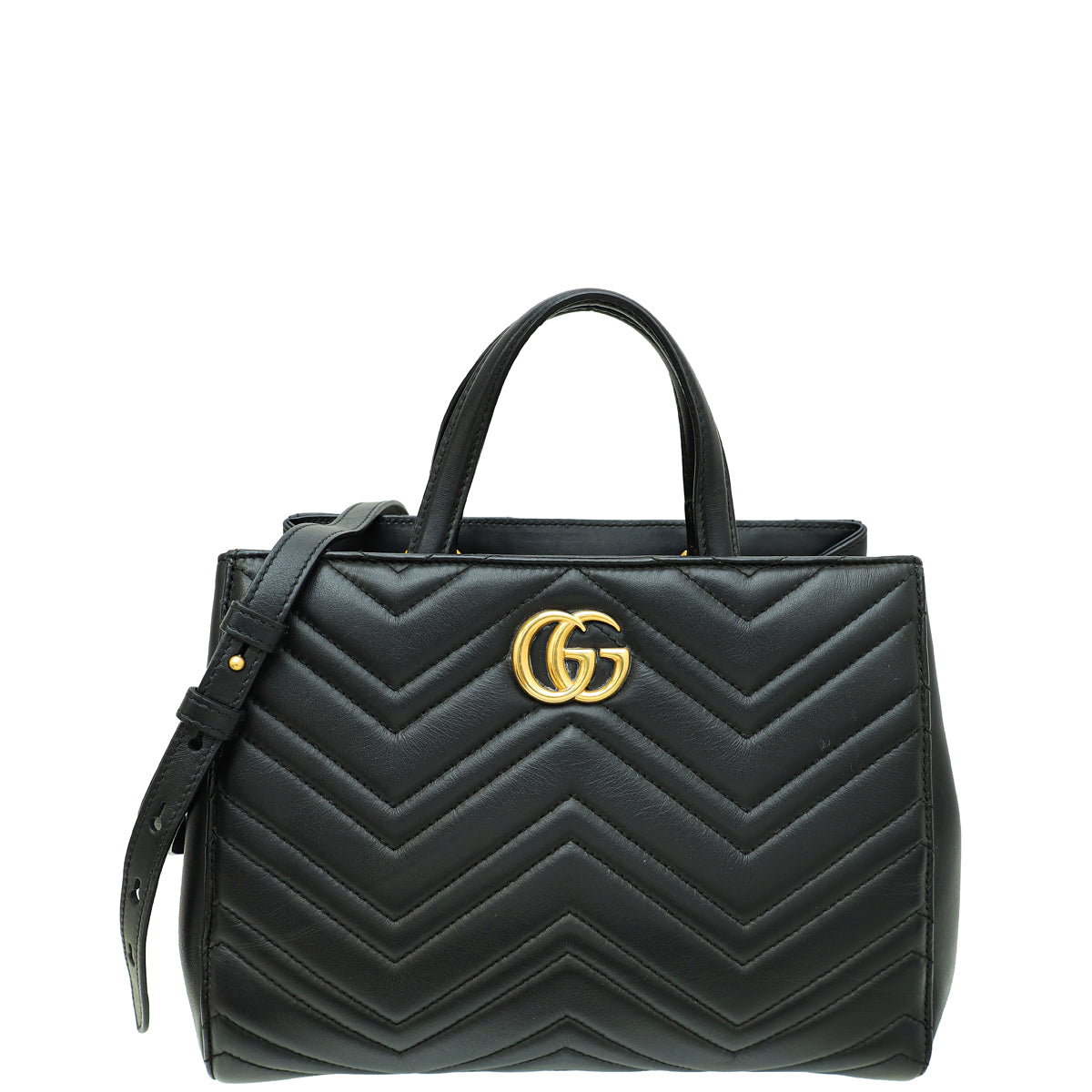 Gucci Black GG Marmont Top Handle Tote Small Bag-Gucci-THE CLOSET