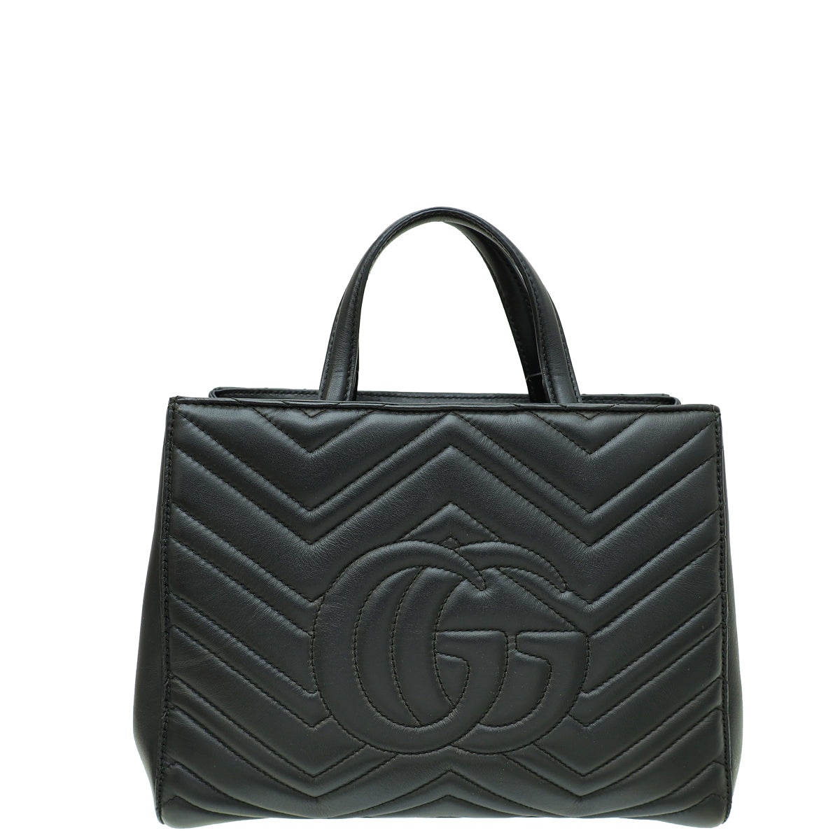 Gucci Black GG Marmont Top Handle Tote Small Bag