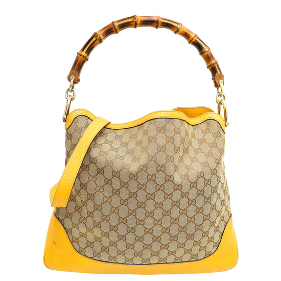 Gucci Bicolor GG Diana Bamboo Convertible Hobo Medium Bag