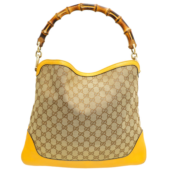 Gucci Bicolor GG Diana Bamboo Convertible Hobo Medium Bag