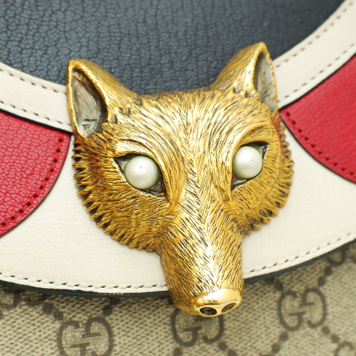 Gucci Multicolor GG Supreme FOX Broche Mini Bamboo Top Handle Bag