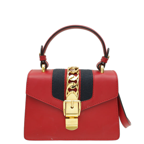 Gucci Red Sylvie Mini Top Handle Bag