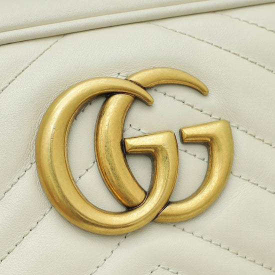 Gucci Cream GG Marmont Camera Small Shoulder Bag