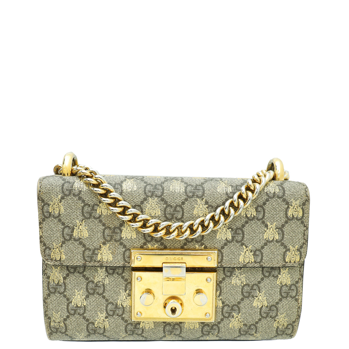 Gucci Bicolor GG Supreme Monogram Bees Small Padlock Bag