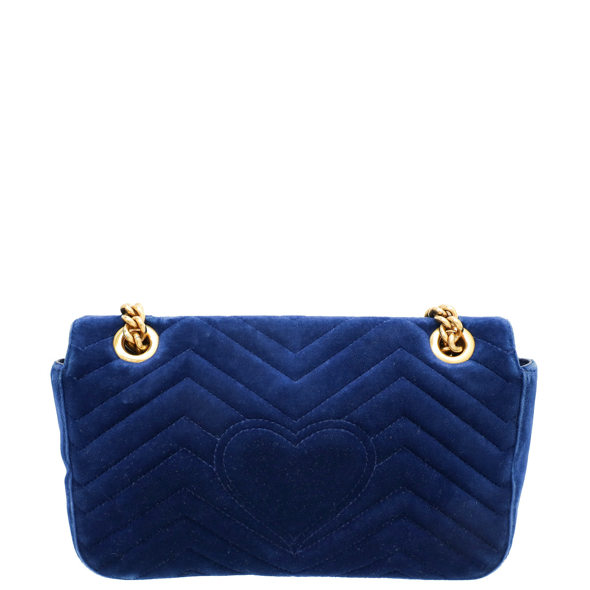 Gucci Navy Blue GG Marmont Velvet Small Shoulder Bag-Gucci-THE CLOSET