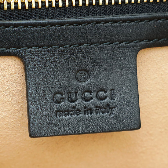 Gucci Black GG Signature Guccissima Padlock Tote Medium Bag