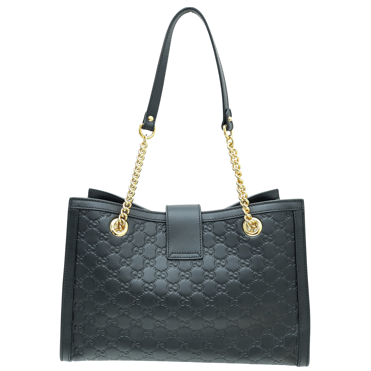 Gucci Black GG Signature Guccissima Padlock Tote Medium Bag-Gucci-THE CLOSET