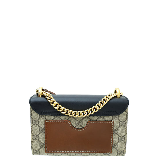 Gucci Tricolor GG Supreme Padlock Small Shoulder Bag W/ W.B INITIALS