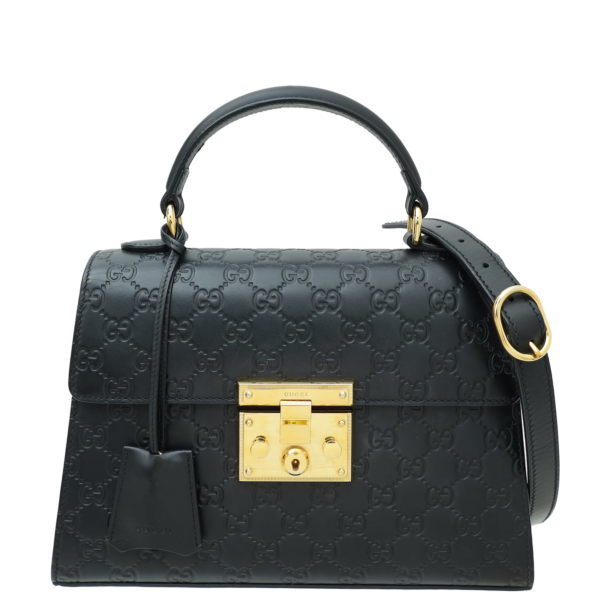 Gucci Black GG Guccissima Padlock Top Handle Small Bag-Gucci-THE CLOSET