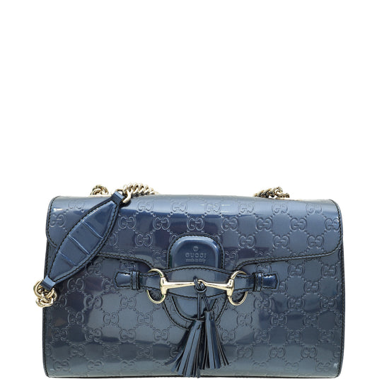 Gucci Blue Violet GG Shine Emily Medium Bag