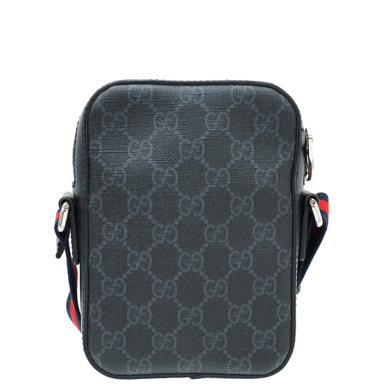 Gucci Black GG Supreme Web Camera Messenger Small Bag