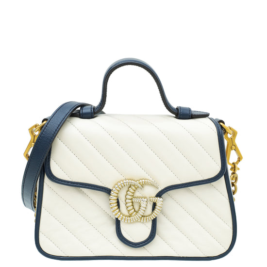 Gucci Bicolor Torchon GG Marmont Top Handle Mini Bag