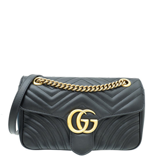 Gucci Black GG Marmont Flap Small Bag