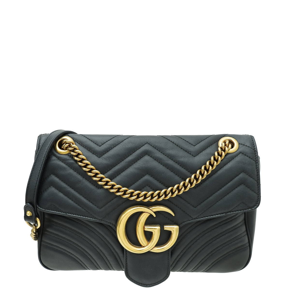 Gucci Black GG Marmont Medium Shoulder Bag-Gucci-THE CLOSET